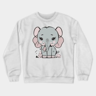 Kawaii Elephant Delight - Embrace the Adorable Charm Crewneck Sweatshirt